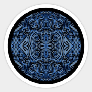Indigo Blue Watercolor Swirl Pattern Sticker